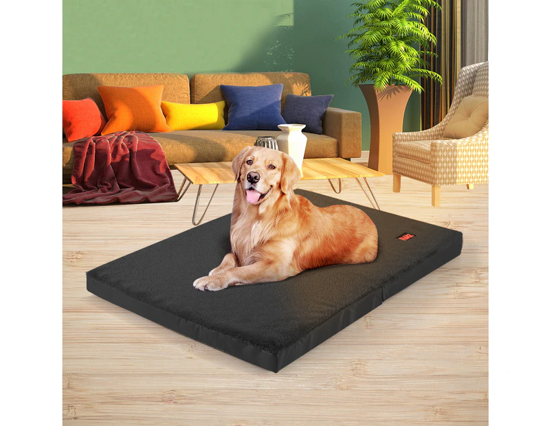 Pawz Pet Bed Foldable Dog Puppy Beds Cushion Pad Pads Soft Plush Black M