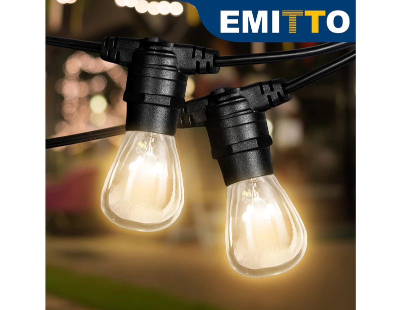 Emitto 20M Festoon String Lights Kits Christmas Wedding Party Indoor/Outdoor - Black