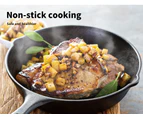 Toque Non Stick Frying Pan Set 3PCS Cast Iron Steak Skillet BBQ Cookware Frypan - Black