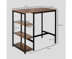 Levede High Bar Table Pub Industrial Storage Shelf Rustic Brown Kitchen 110X60CM