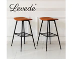 Levede 2x Bar Stools Kitchen Bar Pub Stool Counter Dining Chairs PU Leather Tan