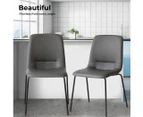 Levede Stackable Dining Chairs Kitchen Lounge Chair PU Leather Grey Set of 4