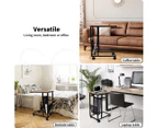 Levede Coffee Side Table Mobile End Tables C-shaped Movable Sofa Laptop Desk - Brown and black