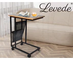 Levede Coffee Side Table Mobile End Tables C-shaped Movable Sofa Laptop Desk - Brown and black