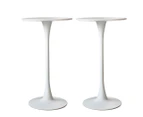 Levede 2x Round Bar Table Pub Tables Kitchen Marble Tulip Metal Base White