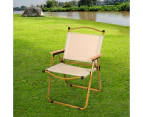 Levede Camping Chair Folding Outdoor Portable Foldable Fish Chairs Beach Picnic - Beige