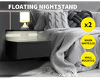 Levede 2 Drawer LED Floating Bedside Table Black