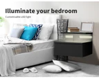 Levede 2 Drawer LED Floating Bedside Table Black