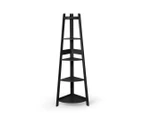 Levede 5 Tier Corner Shelf Wooden Storage Home Display Rack Plant Stand Black