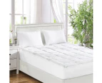 Dreamz Bamboo Pillowtop Mattress Topper Protector Soft Cover Underlay Queen - White