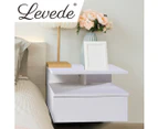 Levede 2 Drawer LED Floating Bedside Table White