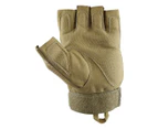 Tactical Half Finger Gloves Army Military Outdoors - Brown