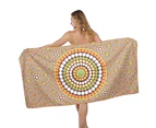 LINENOVA Sand Free Beach Towel -160x80cm Quick Dry Towel(Round Pattern）