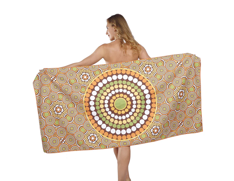 LINENOVA Sand Free Beach Towel -160x80cm Quick Dry Towel(Round Pattern）