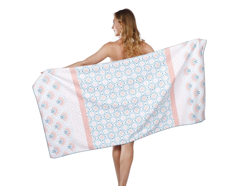 LINENOVA Sand Free Beach Towel -160x80cm Quick Dry Towel(Geometric ）