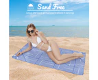 LINENOVA Sand Free Beach Towel -160x80cm Quick Dry Towel(Blue White Geo）