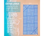 LINENOVA Sand Free Beach Towel -160x80cm Quick Dry Towel(Blue White Geo）