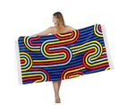 LINENOVA 100% Cotton Beach Towel -86x163cm HAWAII Pattern Sand Free (RETRO)