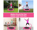 Oppsbuy 36" Foldable Trampoline Mini Trampoline with Handle Cardio Exercise Fitness Indoor Outdoor Pink