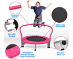 Oppsbuy 36" Foldable Trampoline Mini Trampoline with Handle Cardio Exercise Fitness Indoor Outdoor Pink