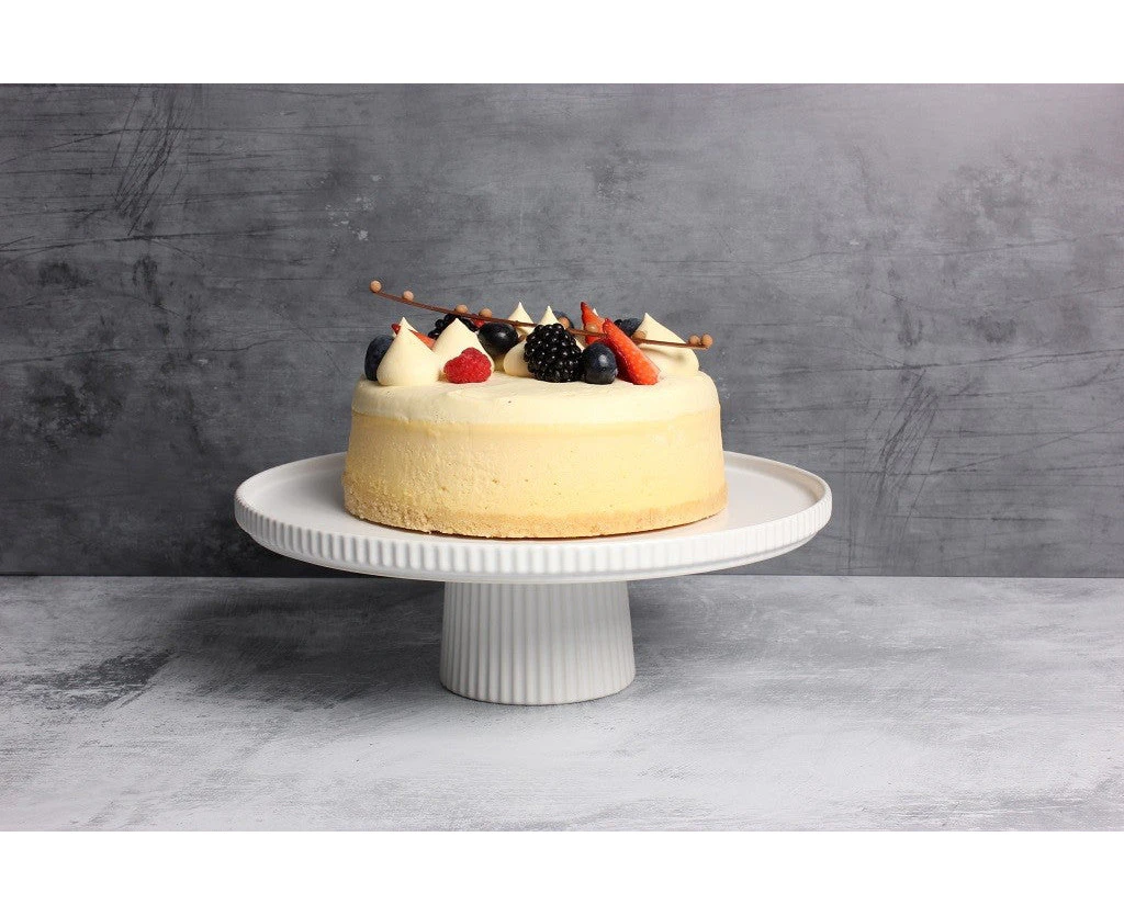 Gabel & Teller Matte White Ceramic Footed Cake Stand - Size: 28 x 10cm