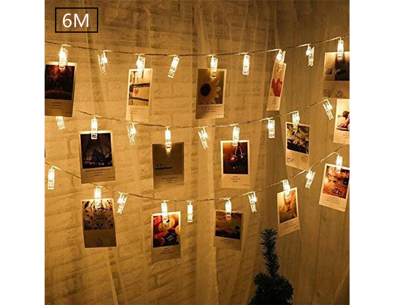 Led Photo Clip Fairy Lights,Reusable 6 Meters/Light Chain-8 Modes 40 Photo Clips,Usb/Battery Operated,Living Room Decor,Christmas, Party