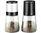 Salt & Pepper Grinders Refillable Set-Salt / Spice Shakers with Adjustable Coarse Mills - Easy Clean Ceramic Grinders-black+white