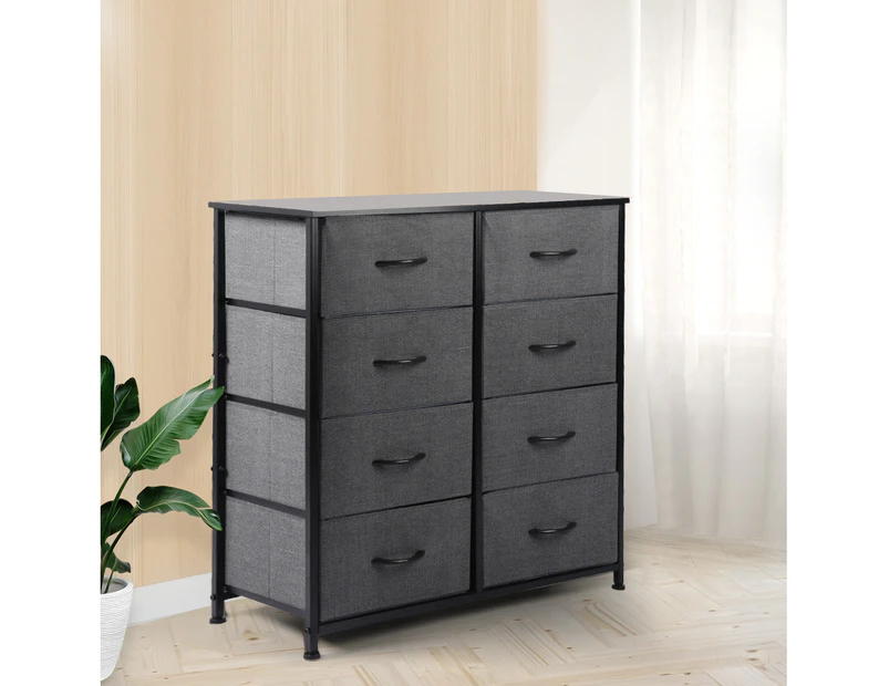 Levede Chest of Drawers Storage Cabinet Tower Dresser Tallboy 8 Drawer Grey