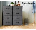 Levede Chest of Drawers Storage Cabinet Tower Dresser Tallboy 8 Drawer Grey