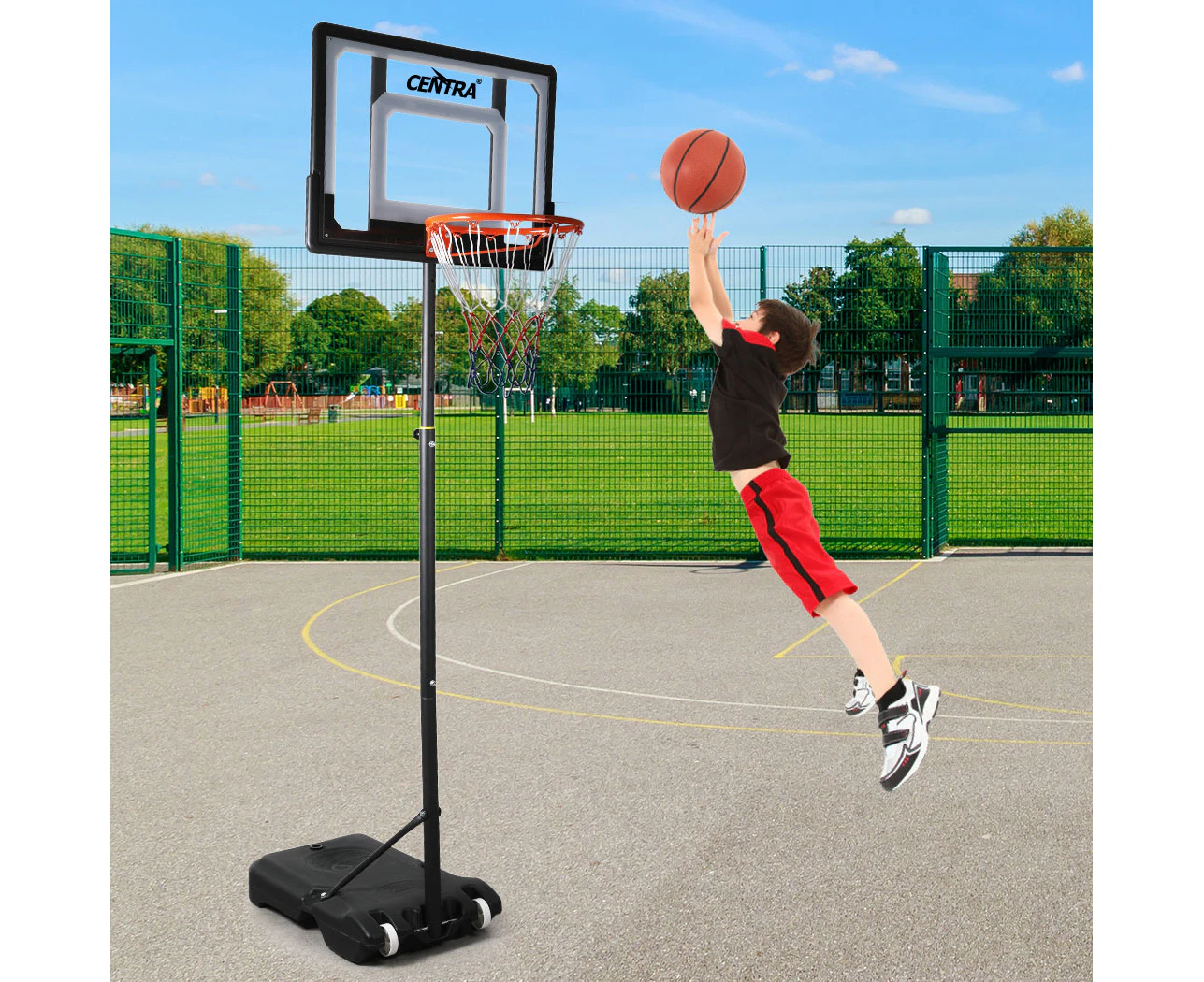 Centra Basketball Hoop Stand Ring Portable 2.1M Adjustable Height Kids Backboard