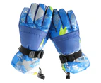 Ski warm thick cotton gloves plus velvet riding motorcycle gloves outdoor windproof,Blue
