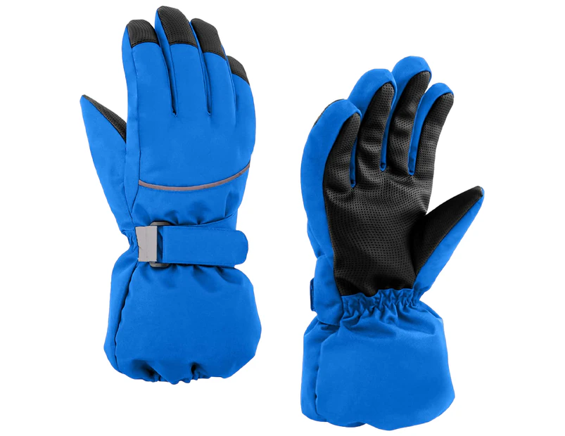 Kids Winter Glove Boys Girls Snow Ski Waterproof Gloves for Teens Fleece Lining,(Blue,Shape1)