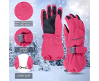 Kids Winter Glove Boys Girls Snow Ski Waterproof Gloves for Teens Fleece Lining,(Red,Shape1)
