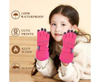Kids Winter Glove Boys Girls Snow Ski Waterproof Gloves for Teens Fleece Lining,(Red,Shape1)