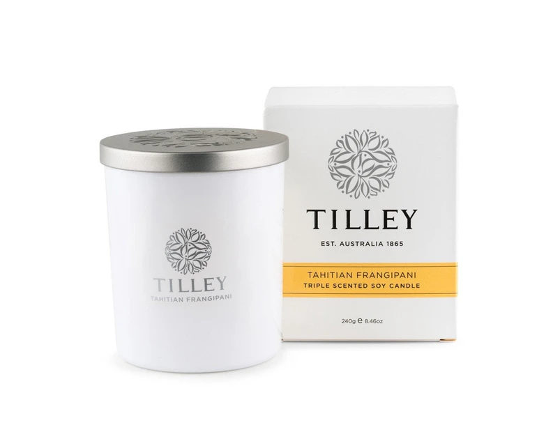 Tilley Classic White - Soy Candle 240g - Tahitian Frangipani