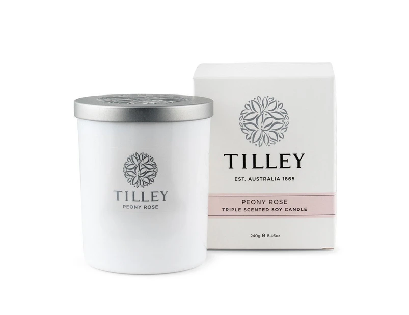 Tilley Classic White - Soy Candle 240g - Peony Rose