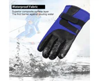 Ski leather gloves men's winter touch screen plus velvet thick driving motorcycle gloves,(Blue,Shape1)