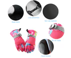 Ski warm thick cotton gloves plus velvet riding motorcycle gloves outdoor windproof,Rose red
