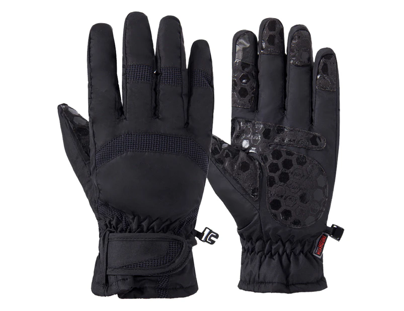 Ski Gloves Winter Touch Screen Waterproof Windproof Riding Cold Protection Plus velvet Cotton,(Black,Style2)