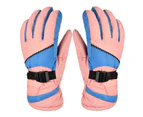 Ski gloves touch screen warm waterproof riding thickening adult cold winter outdoor,(Pink,Style1)