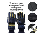 Ski Gloves Winter Touch Screen Waterproof Windproof Riding Cold Protection Plus velvet Cotton,(Blue,Style1)