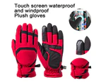 Winter touch screen windproof riding motorcycle cold-proof plus velvet cotton thickening,(Red,Style1)