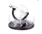 Vintage Whiskey Glass Decanter Set Etched Globe Design Wine Glass Bottle