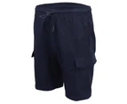 Men's Cargo Shorts 4 Pockets Work Cascual Trousers Active Pants Elastic Waist - Navy