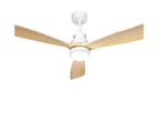 Devanti 52'' Ceiling Fan AC Motor LED Light Remote - Light Wood