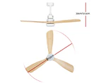 Devanti 52'' Ceiling Fan AC Motor LED Light Remote - Light Wood