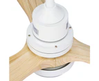 Devanti 52'' Ceiling Fan AC Motor LED Light Remote - Light Wood