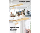 Devanti 52'' Ceiling Fan AC Motor LED Light Remote - Light Wood