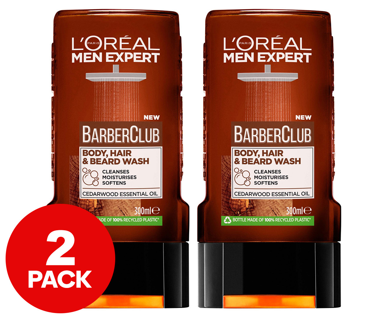 2 x L'Oréal Paris Men Expert Barber Club Shower Gel 300mL 