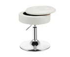 Giantex 360° Swivel Vanity Stool w/Flipped Lid PU Leather Makeup Storage Chair Round Storage Ottoman White